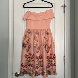 Gianni Bini Off the Shoulders Embroidered Floral Dress